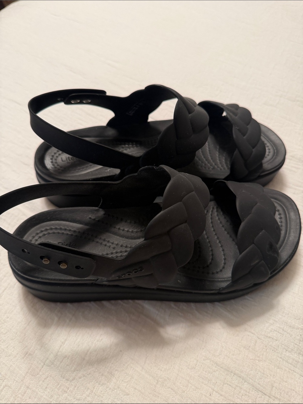 CROCS Black Braided Slingback Sandals